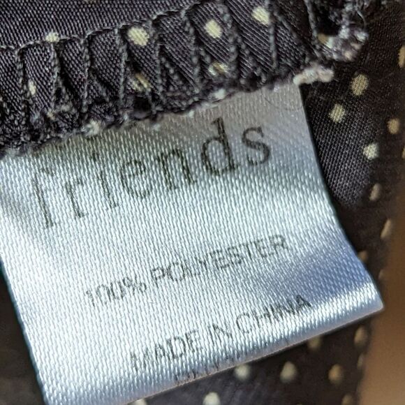 Lovers + Friends Black Silky Polka Dot Long Puff Sleeve Blouse Sz S - Picture 5 of 7